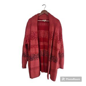 Women's Red/Orange Fuzzy Soft Cardigan